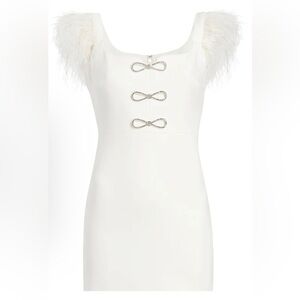 Likely White Sheath Dress with Mock Neck and Flutter Sleeves